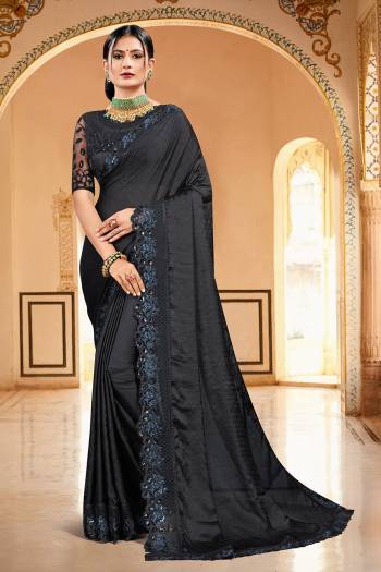 Celebrate And Festive Season And Partywear In This Very Pretty Designer Saree Paired With Blouse. This Saree Are Satin Silk and Blouse Are Banglori Silk Based Beautified With Detailed Embroidery. 