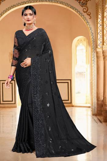 Celebrate And Festive Season And Partywear In This Very Pretty Designer Saree Paired With Blouse. This Saree Are Satin Georgette and Blouse Are Banglori Silk Based Beautified With Detailed Embroidery. 