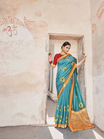 Adorn The Pretty Angelic Look Wearing This Heavy Designer Saree In Fine Color Paired With Contrasting Blouse. This Saree Is Fabricated On Dola Silk Paired With Jacquard Silk Fabricated Blouse. Its Pretty Color Pallete Will Give An Attractive Look To Your Personality. 