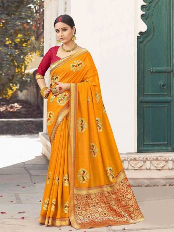 Adorn The Pretty Angelic Look Wearing This Heavy Designer Saree In Fine Color Paired With Contrasting Blouse. This Saree Is Fabricated On Dola Silk Paired With Jacquard Silk Fabricated Blouse. Its Pretty Color Pallete Will Give An Attractive Look To Your Personality. 