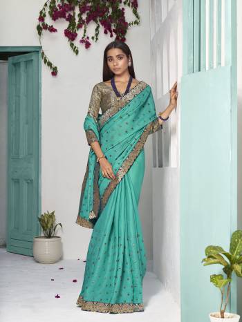 Garb This Party Wear Saree Are Fine Saree Paired With Matching Blouse.This Heavy Thread Embroidery Saree Is Dola Silk Based And Blouse Are Art Silk Fabric. Which Gives A Rich Look To Your Personality. Buy This Pretty Saree Now.