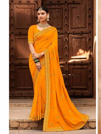 Garb This Pretty Angelic Look Wearing This Heavy Designer Embroidery Work Saree In Fine Color Paired With Blouse. This Saree Is Fabricated On Vichitra Silk Paired With  Blouse. Its Pretty Color Pallete Will Give An Attractive Look To Your Personality. 