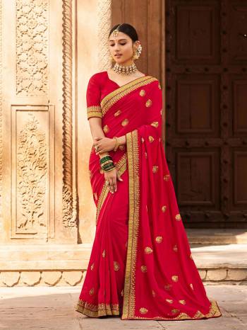 Garb This Pretty Angelic Look Wearing This Heavy Designer Embroidery Work Saree In Fine Color Paired With Blouse. This Saree Is Fabricated On Vichitra Silk Paired With  Blouse. Its Pretty Color Pallete Will Give An Attractive Look To Your Personality. 