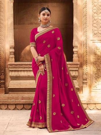 Garb This Pretty Angelic Look Wearing This Heavy Designer Embroidery Work Saree In Fine Color Paired With Blouse. This Saree Is Fabricated On Vichitra Silk Paired With  Blouse. Its Pretty Color Pallete Will Give An Attractive Look To Your Personality. 