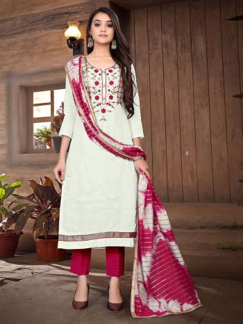 This Designer Long Length Suit In Lovely Fine Color.?Its Heavy Designer Gota Pati Embroidred Work Top Is Glass Cotton Based Paired With Cotton Bottom And Soft Silk Fabricated Dupatta Which Gives An Attractive To The Suit.