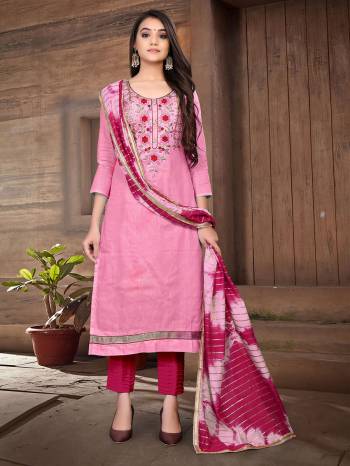 This Designer Long Length Suit In Lovely Fine Color.?Its Heavy Designer Gota Pati Embroidred Work Top Is Glass Cotton Based Paired With Cotton Bottom And Soft Silk Fabricated Dupatta Which Gives An Attractive To The Suit.