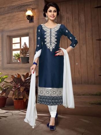 This Designer Long Length Suit In Lovely Fine Color.?Its Heavy Designer Gota Pati Embroidred Work Top Is Glass Cotton Based Paired With Cotton Bottom And Naznin Fabricated Dupatta Which Gives An Attractive To The Suit.