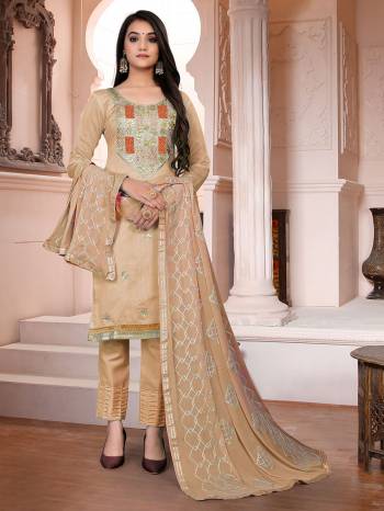 Garb This Designer Long Length Suit In Lovely Fine Color.?Its Heavy Designer Embroidery,Diamond Work Top Is Modal Chanderi Based Paired With Santoon Bottom And Naznin Fabricated Dupatta Which Gives An Attractive To The Suit.