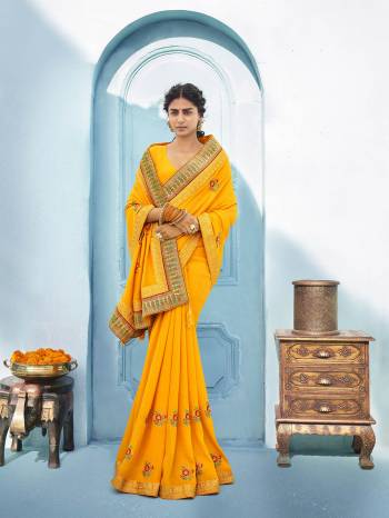 Garb This Party Wear Saree Are Fine Saree Paired With Blouse.This Embroidery And Diamond WorkSaree Is Vichitra Silk Based And Blouse Are Vichitra Silk Fabric. Buy This Pretty Saree Now.