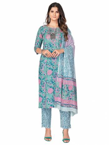 Attrective Summer Collection This Designer Redymade Suit In Fine Color Paired. Its Designer Printed Top,Bottom And Dupatta Are Cotton Fabric With Work . Buy this Suit Now.