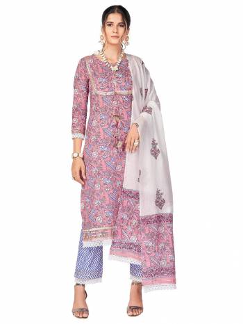 Attrective Summer Collection This Designer Redymade Suit In Fine Color Paired. Its Designer Printed Top,Bottom And Dupatta Are Cotton Fabric With Work . Buy this Suit Now.