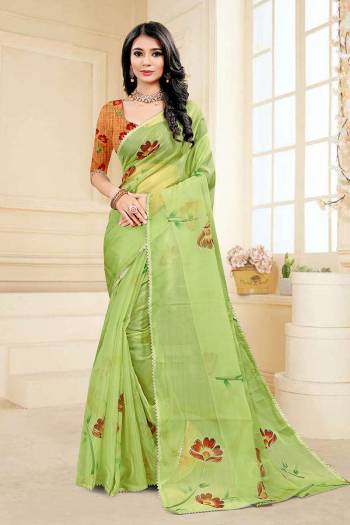 Attrective This Party Wear Saree Are Fine Saree Paired With Contrased Blouse.This Heavy Designer Kupy Work Printed Saree Is Organza And Blouse Are Art Silk Fabric. Which Gives A Rich Look To Your Personality. Buy This Pretty Saree Now.