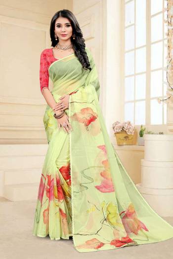 Attrective This Party Wear Saree Are Fine Saree Paired With Contrased Blouse.This Heavy Designer Kupy Work Printed Saree Is Organza And Blouse Are Art Silk Fabric. Which Gives A Rich Look To Your Personality. Buy This Pretty Saree Now.