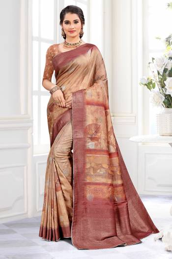 Looking This Party Wear Saree Are English Color Saree Paired With Contrased Blouse.This Wevon Film Jari Border Designer And Digital Printed Saree Is Poly Viscose And Blouse Are Art Silk Fabric. Which Gives A Rich Look To Your Personality. Buy This Pretty Saree Now.