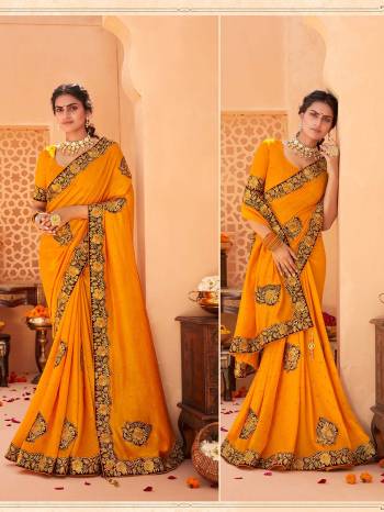 Adorn The Pretty Angelic Look Wearing This Heavy Designer Paich Butta Border And Diamond Work Saree In Fine Color Paired With Blouse. This Saree Is Fabricated On Vichitra Silk Paired With  Blouse.