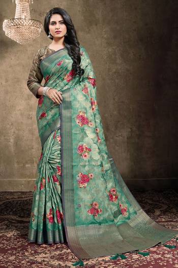 Attrective This Party Wear Saree Are Fine Saree Paired With Blouse.This Heavy Wevon Designer With Digital Printed Saree And Blouse Are Rainbow Silk Fabric. Which Gives A Rich Look To Your Personality. 