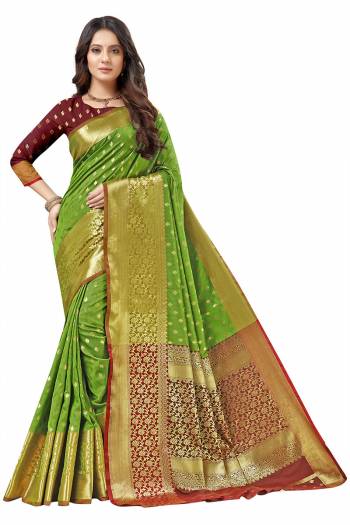 Look Attractive Wearing This Partywear Saree Are Fine Saree Paired With Blouse.  This Heavy Designer Wevon Work Saree And Blouse Are Lichi Silk Based Fabric. Buy This Pretty Saree Now.