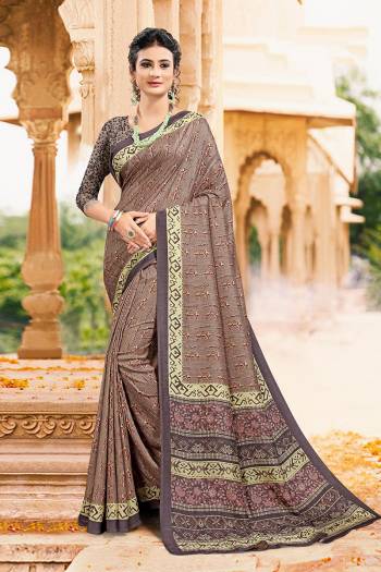 Garb This Party Wear Saree Are Fine Saree Paired With Contrased Blouse.This Heavy Designer Printed Saree And Blouse Are Tusser Slub Silk Fabric. Which Gives A Rich Look To Your Personality. Buy This Pretty Saree Now.