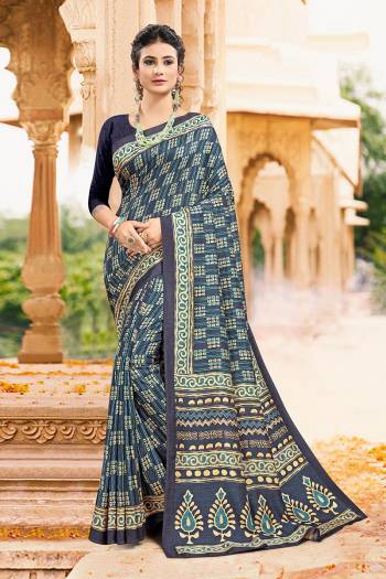 Garb This Party Wear Saree Are Fine Saree Paired With Contrased Blouse.This Heavy Designer Printed Saree And Blouse Are Tusser Slub Silk Fabric. Which Gives A Rich Look To Your Personality. Buy This Pretty Saree Now.