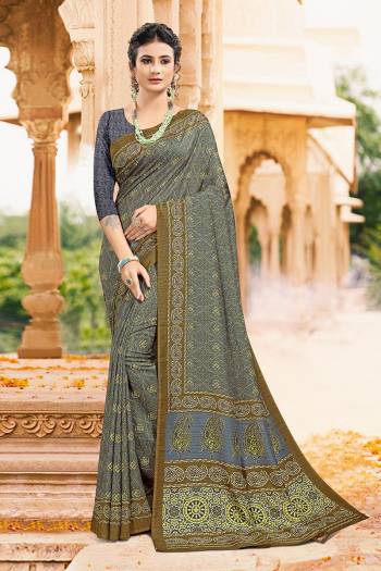 Garb This Party Wear Saree Are Fine Saree Paired With Contrased Blouse.This Heavy Designer Printed Saree And Blouse Are Tusser Slub Silk Fabric. Which Gives A Rich Look To Your Personality. Buy This Pretty Saree Now.