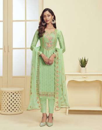 Look Pretty This Designer Long Length Suit In Lovely Light Color.?Its Pretty Thread,Jari,Sequance Embroidery With Khatli Work Top Is Georgette Paired With Santoon Bottom And Georgette Fabricated Dupatta Which Gives An Attractive To The Suit.