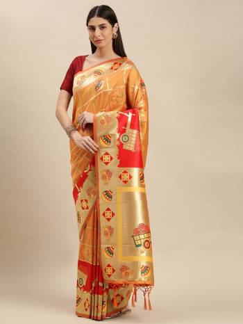 Look Attractive Wearing This Partywear Saree Are Fine Saree Paired With Blouse.  This Heavy Designer Weaving Work Saree And Blouse Are Banarasi Silk Based Fabric. Buy This Pretty Saree Now.