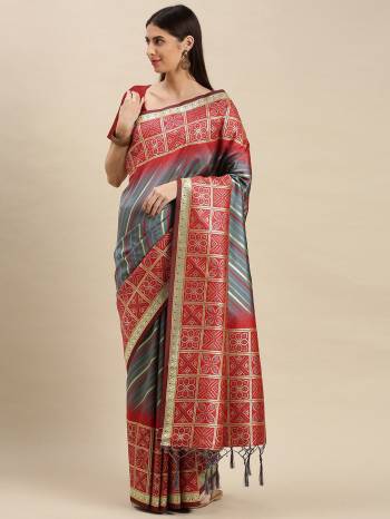 Look Attractive Wearing This Partywear Saree Are Fine Saree Paired With Blouse.  This Heavy Designer Weaving Work Saree And Blouse Are Banarasi Silk Based Fabric. Buy This Pretty Saree Now.