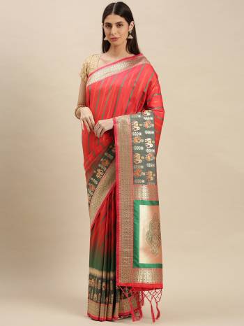 Attractive Wearing Look This Partywear Saree Are Fine Saree Paired With Blouse.  This Heavy Designer Weaving Work Saree And Blouse Are Banarasi Silk Based Fabric. Buy This Pretty Saree Now.