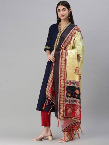 Enhance The Look Of Your Gown, Lehenga Or Even Kurti With This Pretty Designer Printed Chinon Fabricated Dupatta. You Can Pair This Up Same Or Contrasting Colored Attire. Buy Now.