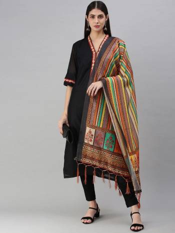 Enhance The Look Of Your Gown, Lehenga Or Even Kurti With This Pretty Designer Printed Chanderi Silk Fabricated Dupatta. You Can Pair This Up Same Or Contrasting Colored Attire. Buy Now.