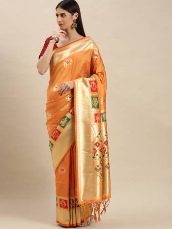 Garb This Partywear Saree Are Fine Saree Paired With Blouse.  This Heavy Designer Weaving Work Saree And Blouse Are Banarasi Silk Based Fabric. Buy This Pretty Saree Now.