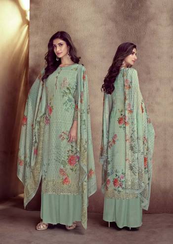 Look Pretty This Designer Long Length Suit In Lovely Light Color.?Its Pretty Designer Digital Printed And Embroidery Work Top Is Maslin Paired With Santoon Bottom And Silk Fabricated Dupatta Which Gives An Attractive To The Suit.