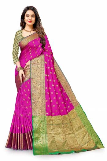 Look Attractive Wearing This Partywear Saree Are Fine Saree Paired With Blouse.This Heavy Designer Wevon Work Saree And Blouse Are Lichi Silk Based Fabric. Buy This Pretty Saree Now.