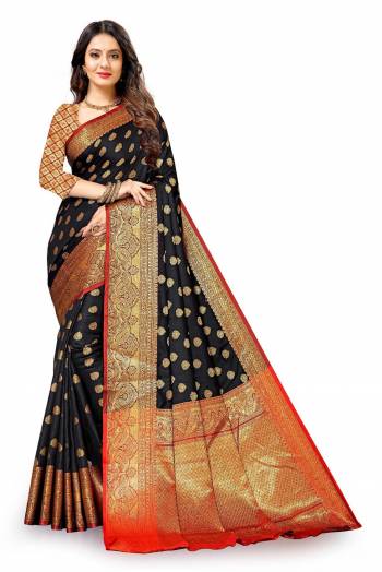 Look Attractive Wearing This Partywear Saree Are Fine Saree Paired With Blouse.This Heavy Designer Wevon Work Saree And Blouse Are Lichi Silk Based Fabric. Buy This Pretty Saree Now.