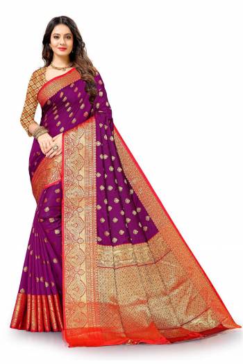 Look Attractive Wearing This Partywear Saree Are Fine Saree Paired With Blouse.This Heavy Designer Wevon Work Saree And Blouse Are Lichi Silk Based Fabric. Buy This Pretty Saree Now.