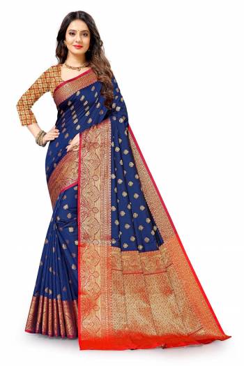 Look Attractive Wearing This Partywear Saree Are Fine Saree Paired With Blouse.This Heavy Designer Wevon Work Saree And Blouse Are Lichi Silk Based Fabric. Buy This Pretty Saree Now.