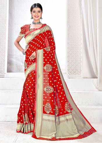 Attractive Wearing This Partywear Saree Are Fine Saree Paired With Blouse.This Heavy Designer Wevon Work Saree And Blouse Are Jacquard Silk Based Fabric. Buy This Pretty Saree Now.