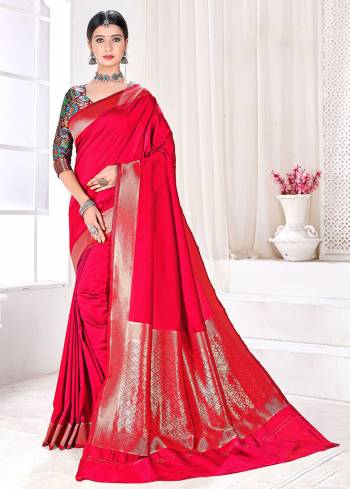 Garb This Partywear Saree Are Fine Saree Paired With Blouse.This Heavy Designer Wevon Work Saree And Blouse Are Jacquard Silk Based Fabric. Buy This Pretty Saree Now.