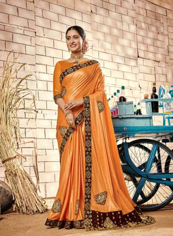 Attractive Look Wearing This Partywear Fine Colored Saree Paired With Blouse.This Heavy Designer Saree Is Imported Fabric Based Which Gives A Rich Look To Your Personality. Buy This Pretty Saree Now.