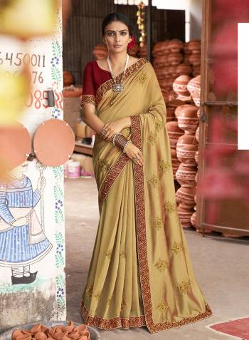 Look Attractive Wearing This Fine Colored Saree Paired With Blouse.This Heavy Designer Saree Is Vichitra Silk Based And Art Silk Blouse Which Gives A Rich Look To Your Personality. Buy This Pretty Saree Now.