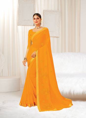 Looking This Fine Colored Saree Paired With Blouse.This Heavy Designer Saree Is Georgette Based With Blouse Which Gives A Rich Look To Your Personality. Buy This Pretty Saree Now.