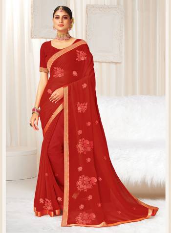 Looking This Fine Colored Saree Paired With Blouse.This Heavy Designer Saree Is Georgette Based With Blouse Which Gives A Rich Look To Your Personality. Buy This Pretty Saree Now.