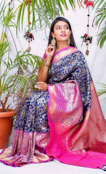 Looking This Partywear Saree Are Fine Saree Paired With Blouse.  This Designer Wevon Jari Work Saree And Blouse Are Banarasi Silk Fabric. Which Gives A Rich Look To Your Personality. Buy This Pretty Saree Now.