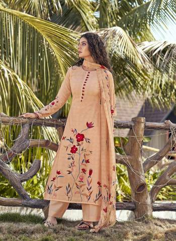 Attrective This Designer Long Length Suit In Lovely Light Color.?Its Pretty Heavy Designer Digital Printed With Hand Work Top Is Cambric Cotton Based Paired With Cotton Bottom And Bemberg Chiffon Fabricated Dupatta Which Gives An Attractive To The Suit.