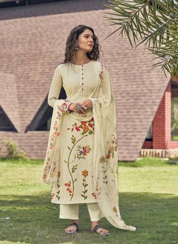 Attrective This Designer Long Length Suit In Lovely Light Color.?Its Pretty Heavy Designer Digital Printed With Hand Work Top Is Cambric Cotton Based Paired With Cotton Bottom And Bemberg Chiffon Fabricated Dupatta Which Gives An Attractive To The Suit.