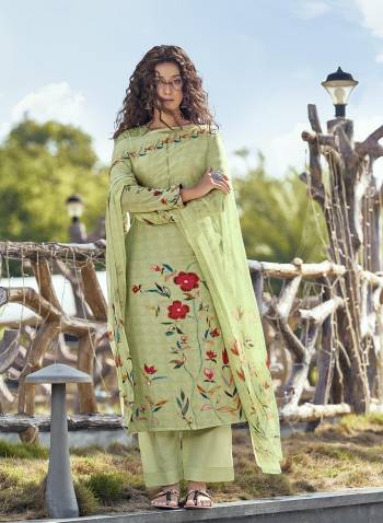 Attrective This Designer Long Length Suit In Lovely Light Color.?Its Pretty Heavy Designer Digital Printed With Hand Work Top Is Cambric Cotton Based Paired With Cotton Bottom And Bemberg Chiffon Fabricated Dupatta Which Gives An Attractive To The Suit.