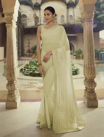 Garb This Wedding Partywear Saree Are Fine Saree Paired With Blouse.  This Heavy Designer Embroidery Work Saree And Blouse Are Georgette Based Fabric. Which Gives A Rich Look To Your Personality. Buy This Pretty Saree Now.