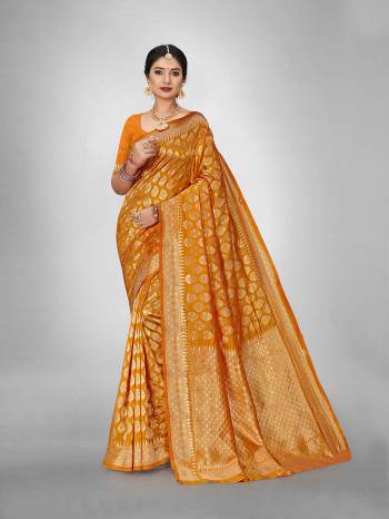 Look Attractive Wearing This Fine Colored Saree Paired With Blouse.This Heavy Designer Wevon Saree Is Jacquard Silk Based And Blouse Which Gives A Rich Look To Your Personality. Buy This Pretty Saree Now.