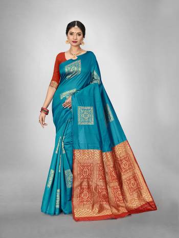  This Fine Colored Saree Paired With Blouse.This Heavy Designer Wevon Saree Is Art  Silk Based And Blouse Which Gives A Rich Look To Your Personality. Buy This Pretty Saree Now.