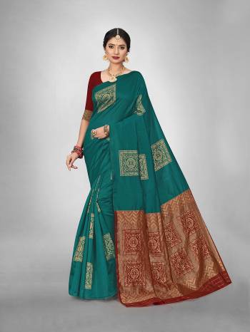  This Fine Colored Saree Paired With Blouse.This Heavy Designer Wevon Saree Is Art  Silk Based And Blouse Which Gives A Rich Look To Your Personality. Buy This Pretty Saree Now.